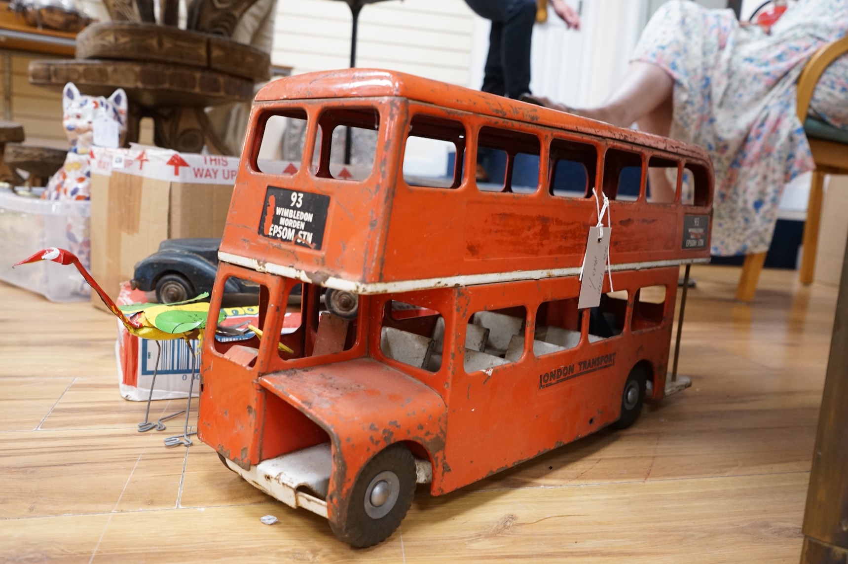 Toys - A Tri-Ang bus, Models of Yesteryear, wood car and two others